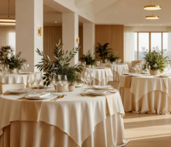 Jasne, eleganckie wnętrze restauracji przygotowane na wieczór tematyczny
